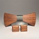 Wooden bow tie with cufflinks and pocket square