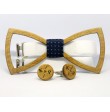 Wooden cufflinks and bow tie LATTICE OAK 