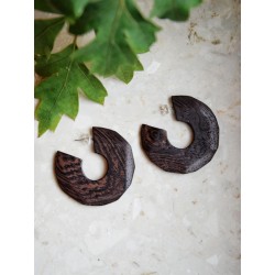 Wooden irregular circle earrings