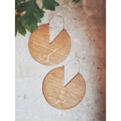 Large wooden hoop earrings